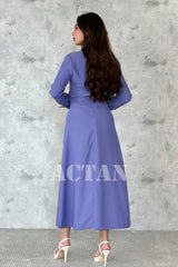 Crystal embellished collar and cuff midi dress 
