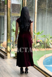 Velvet draped dress with crystals on the shoulder 