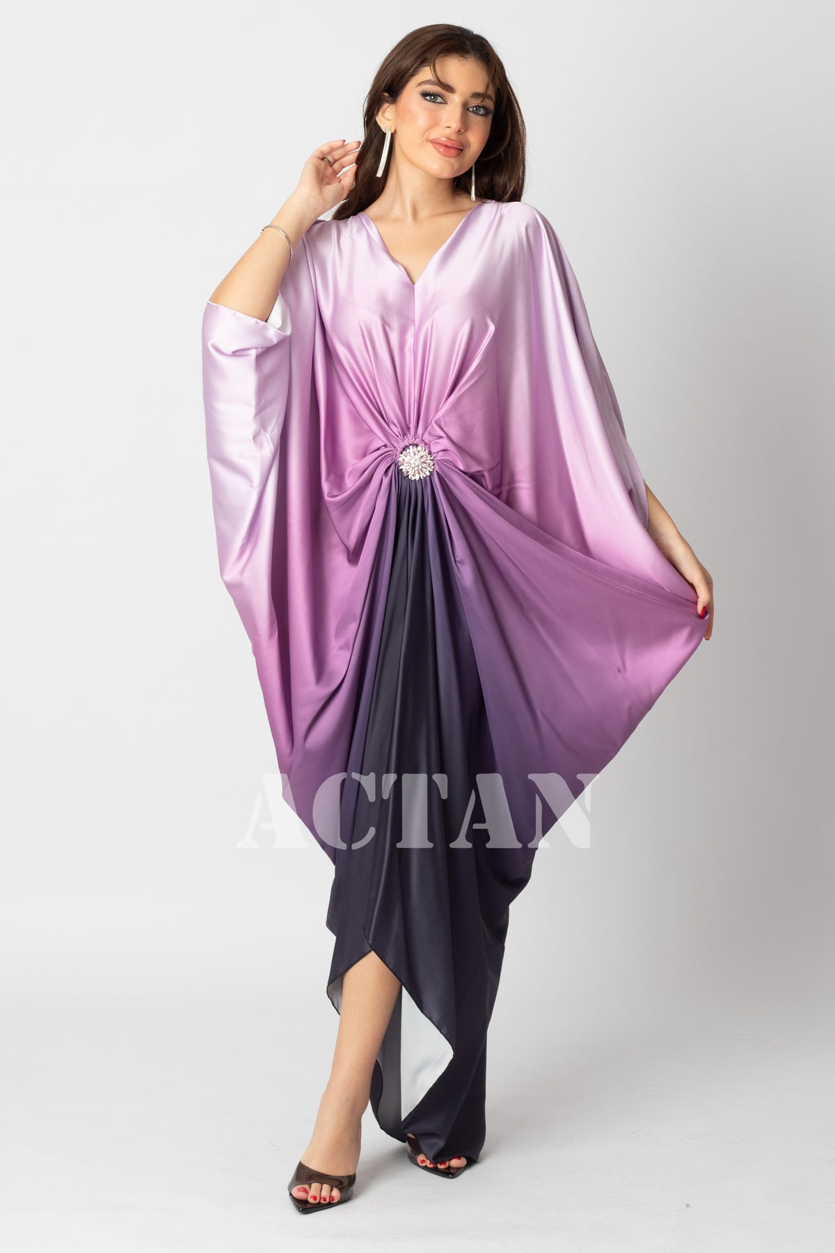 Butterfly Design Satin Kaftan 