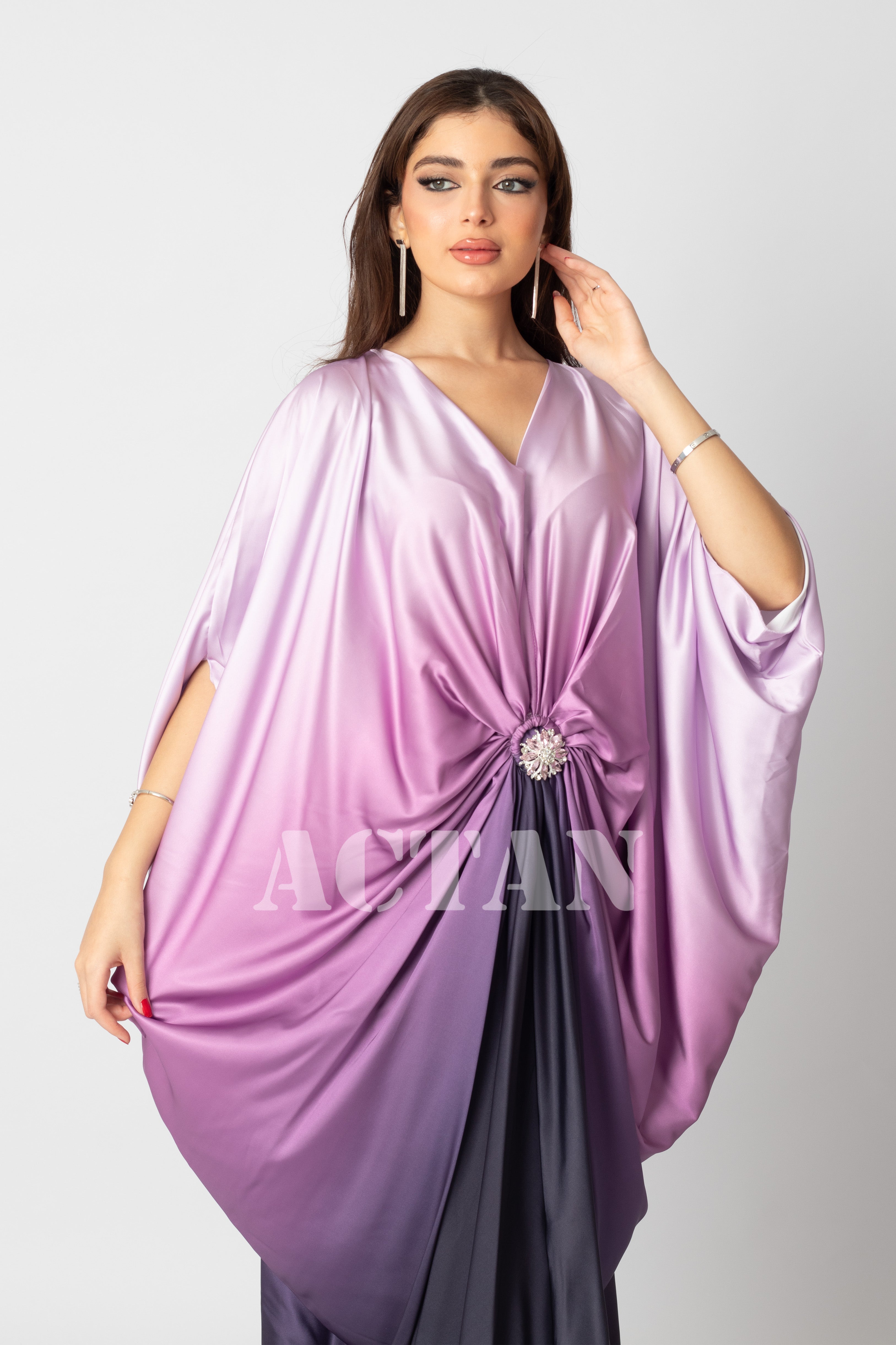 Butterfly Design Satin Kaftan 