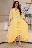 Chiffon dress with belt at the waist 