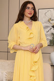 Chiffon dress with belt at the waist 