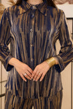 Gold striped blouse and pants set 