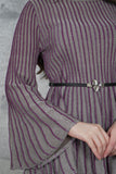 Pleated skirt and blouse set with belt 