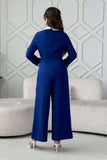 Blue Embellished Wrap Jumpsuit 