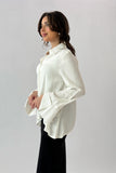 Long sleeve cotton shirt in sugar color 