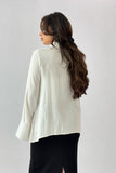 Long sleeve cotton shirt in sugar color 