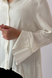 Long sleeve cotton shirt in sugar color 