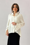 Long sleeve cotton shirt in sugar color 