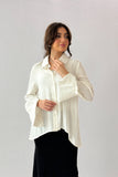 Long sleeve cotton shirt in sugar color 