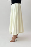 Satin cloche skirt, sugar color 