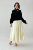 Satin cloche skirt, sugar color 