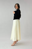 Satin cloche skirt, sugar color 