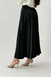 Black satin pleated skirt 