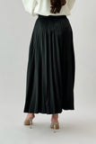 Black satin pleated skirt 