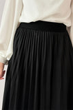 Black satin pleated skirt 