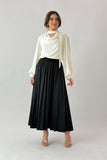 Black satin pleated skirt 