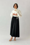 Black satin pleated skirt 