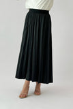 Black satin pleated skirt 