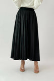 Black satin pleated skirt 