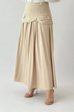 Pleated skirt with split design, beige