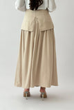 Pleated skirt with split design, beige