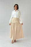 Pleated skirt with split design, beige