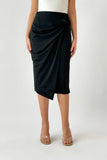 Short skirt with pleated wrap design, black 