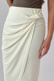 Short skirt with pleated wrap design, sugar colour 