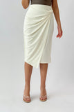 Short skirt with pleated wrap design, sugar colour 