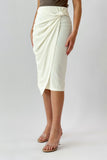 Short skirt with pleated wrap design, sugar colour 