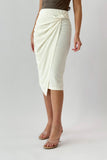 Short skirt with pleated wrap design, sugar colour 