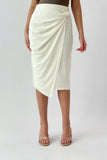 Short skirt with pleated wrap design, sugar colour 