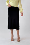 Black asymmetric satin skirt