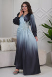 Empire Maxi Dress with Pearl and Beads in Blue 