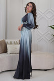 Empire Maxi Dress with Pearl and Beads in Blue 