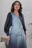 Empire Maxi Dress with Pearl and Beads in Blue 