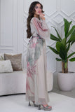 Beige floral print pleated maxi dress 