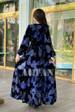 Velvet dress with butterfly print 