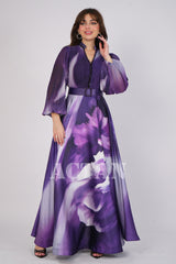 Purple Floral Print Maxi Dress 