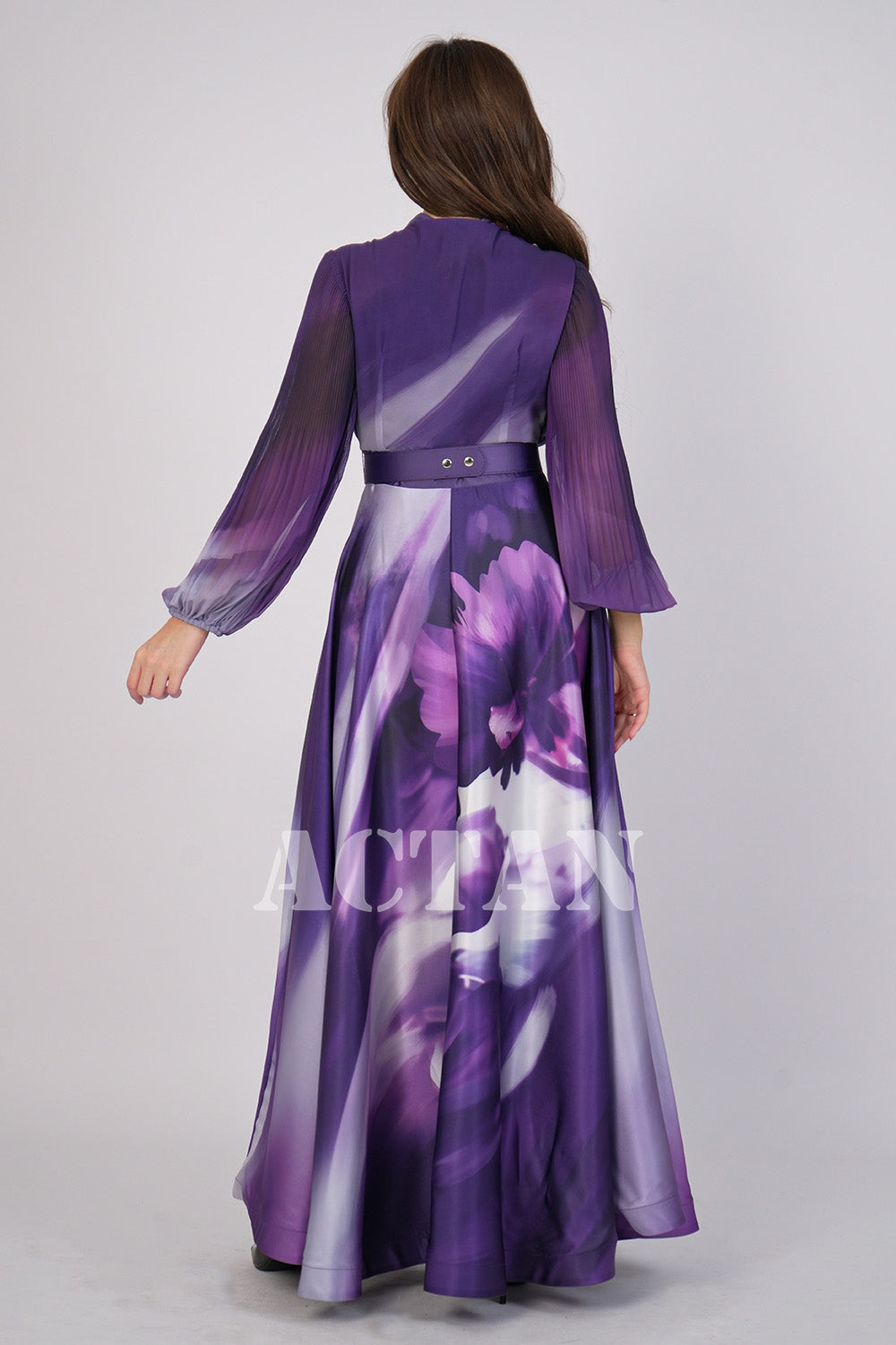 Purple Floral Print Maxi Dress 