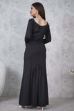 Soft evening dress decorated with shiny beads