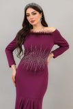 Soft evening dress decorated with shiny beads