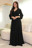 Chiffon evening dress decorated with beads 
