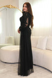 Tulle evening dress with side train 