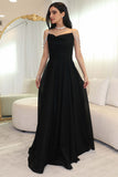 Black Draped Shiny Crystal Sleeve Evening Dress