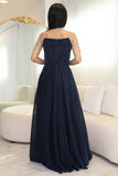 Sparkling drape evening dress with crystal sleeves 