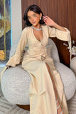 Beige Draped Maxi Dress with Beads 