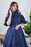 Navy Blue Off Shoulder Midi Dress 