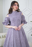 Off Shoulder Midi Dress in Purple 